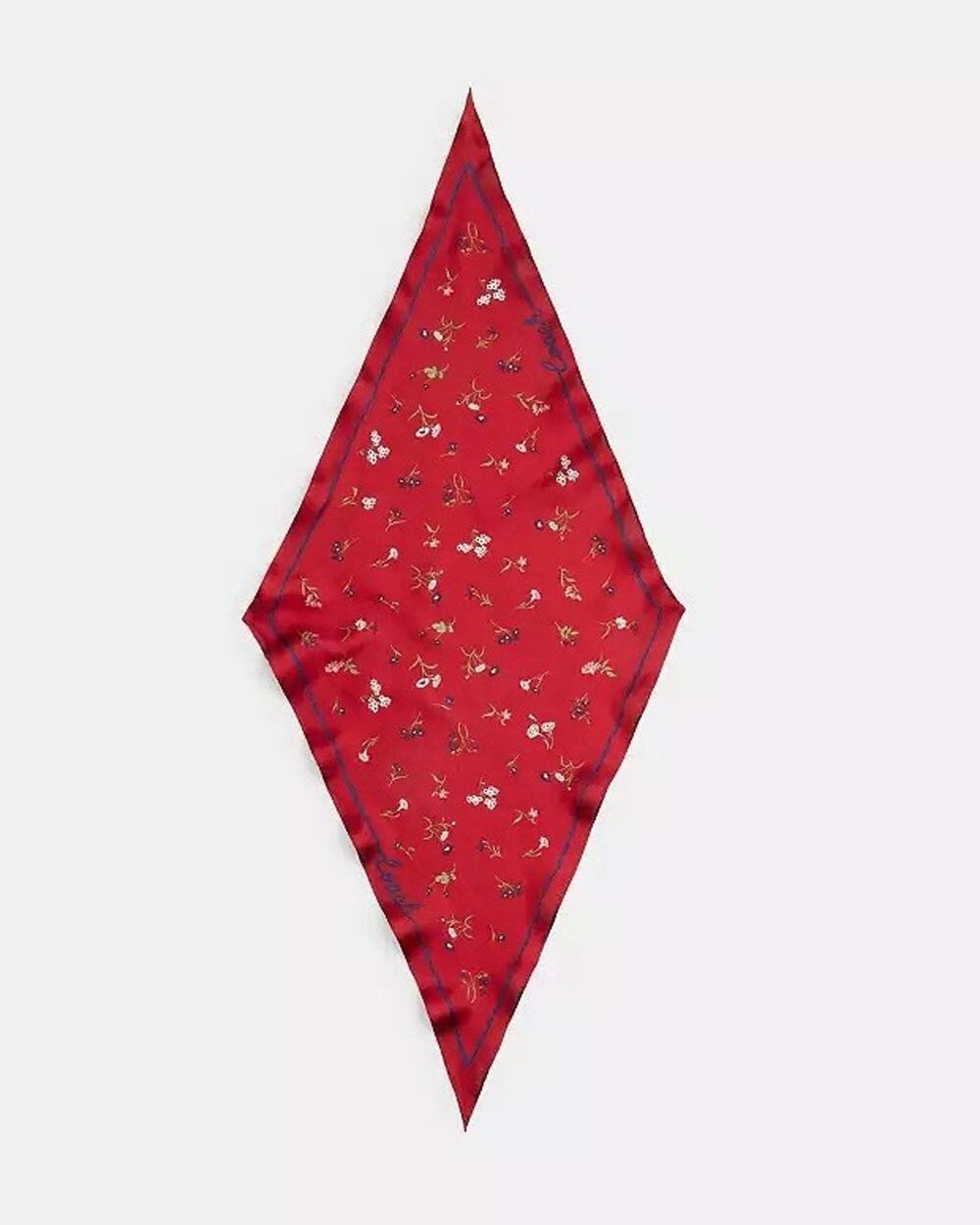 NWT Coach Tossed Floral Print Silk Diamond Scarf CAP46 Enamel Red